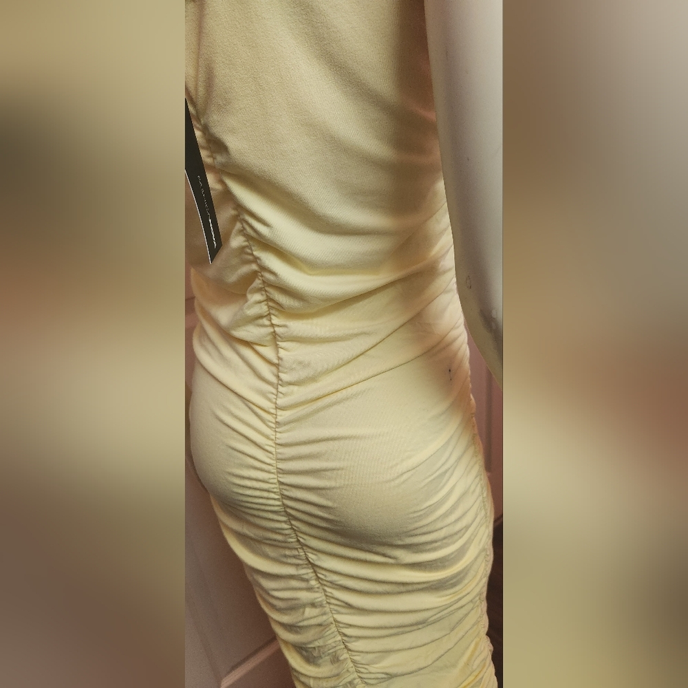 Fashion Nova Yellow Ruched Midi Dress - Picture 5 of 5